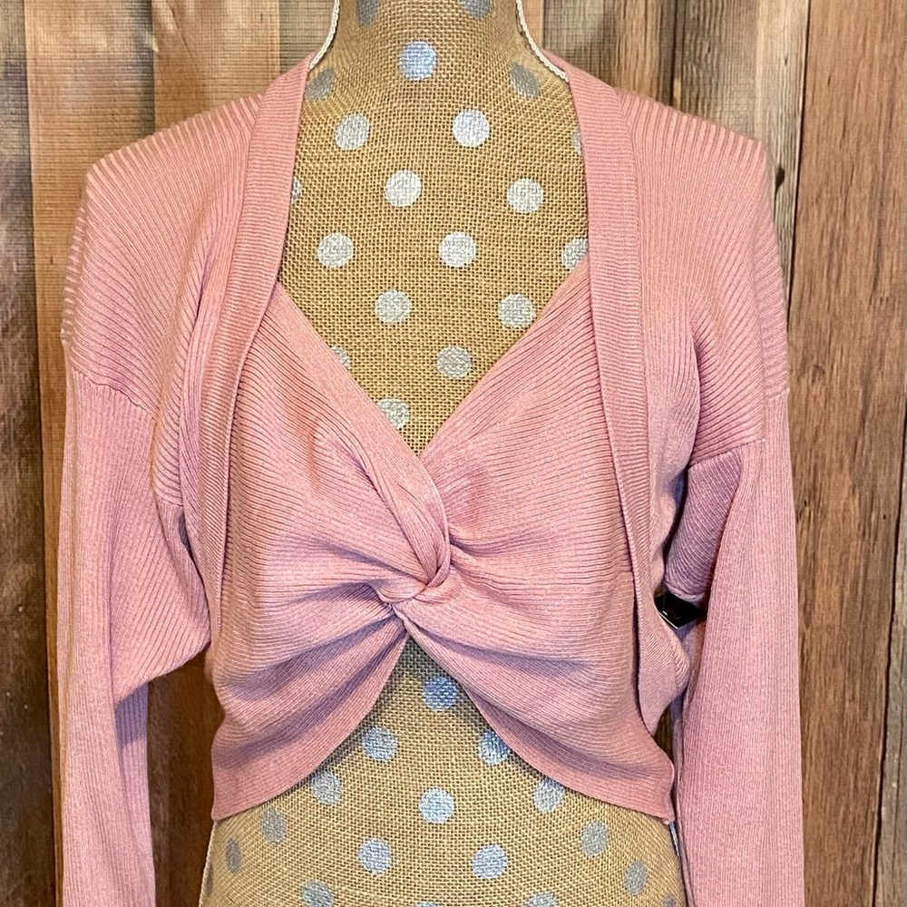 No Boundaries Women's Cardigan and Crop Top, 2-Piece Set Sizes XL